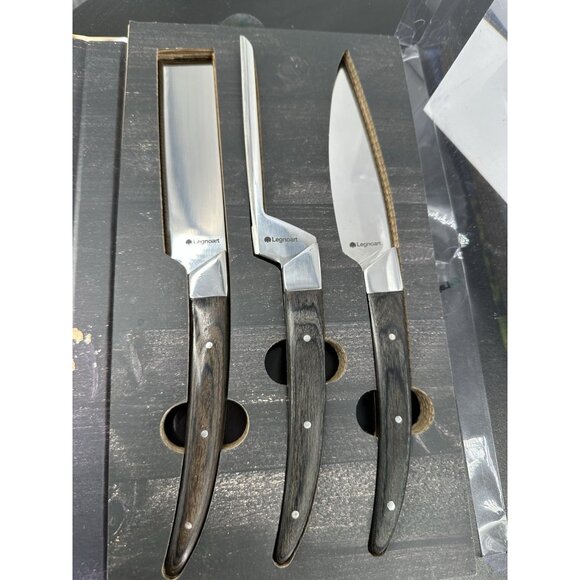 Legnoart "Caseus" Cheese Enthusiast Set Of 3 Knives Wood Handle Italy (B-10) - Picture 8 of 15